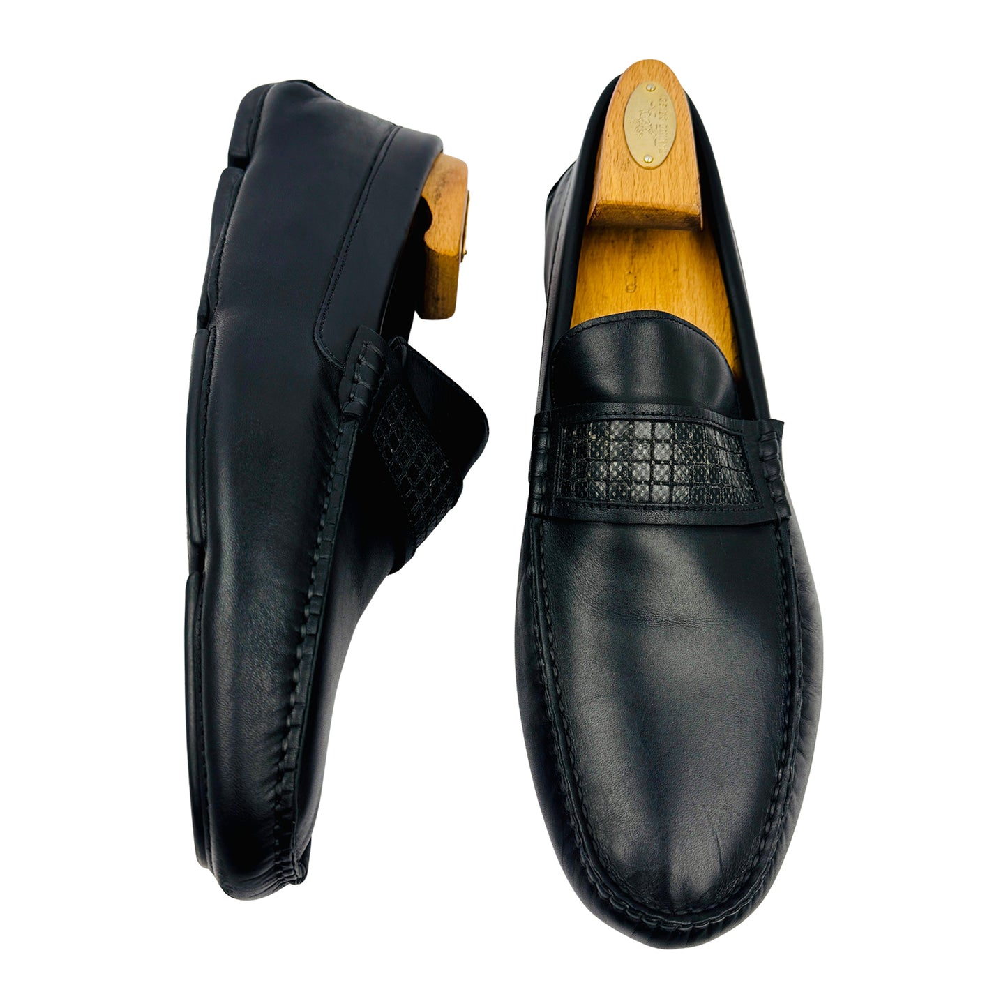 Versace Collection Men's Black Leather Loafers (Size 42/42.5)