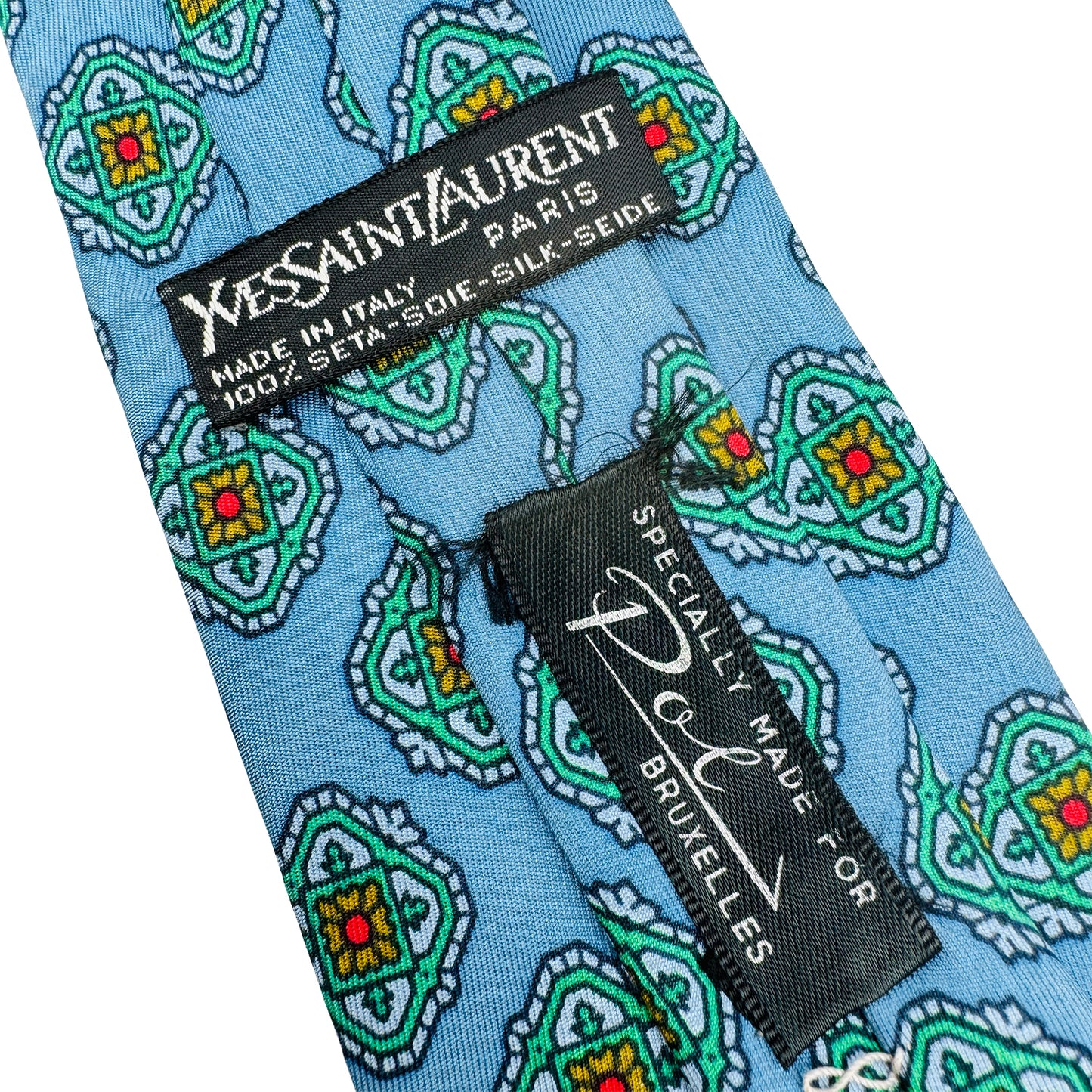 Yves Saint Laurent Light Blue 'Geometric Motifs' Tie (Size Regular)