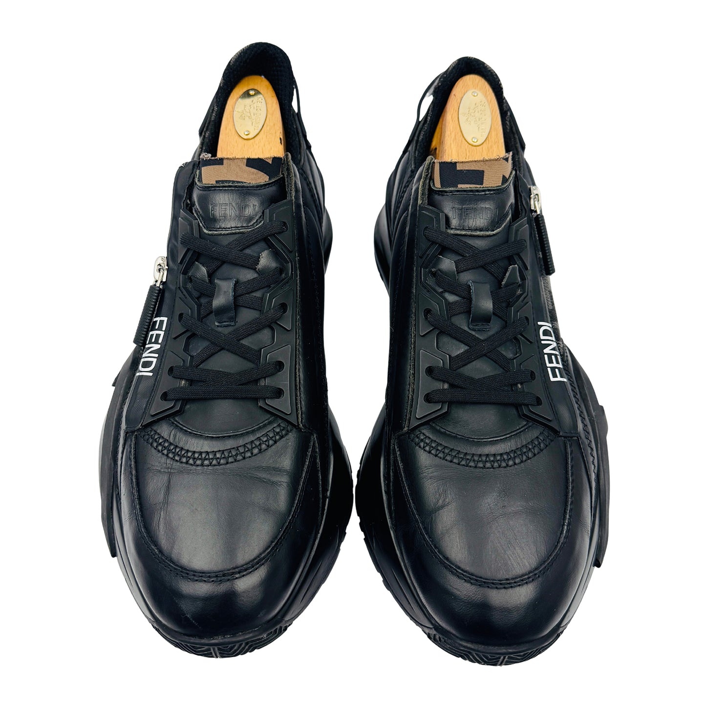 Fendi Men's Flow Black Leather Sneakers (Size 43.5/44)