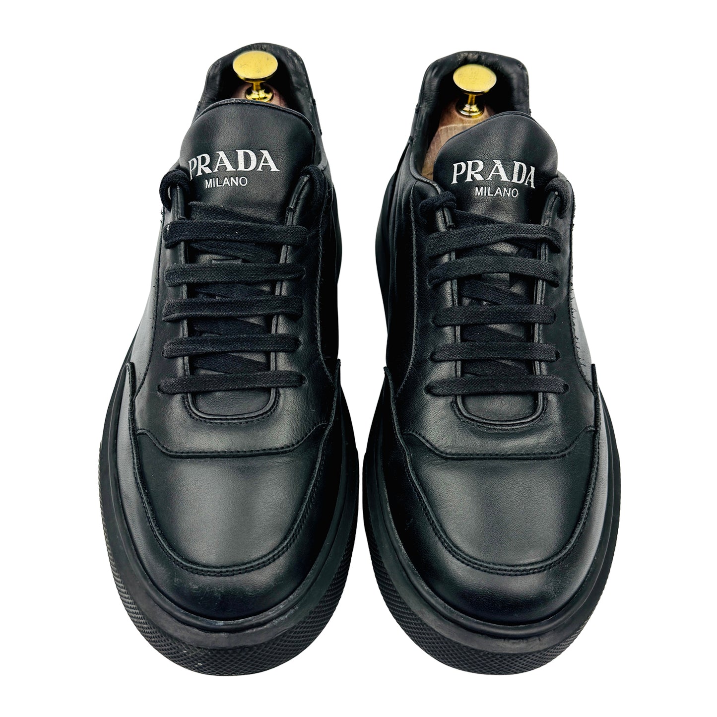 Prada Men's Black Leather Sneakers (Size 42.5/43) - 4E3453