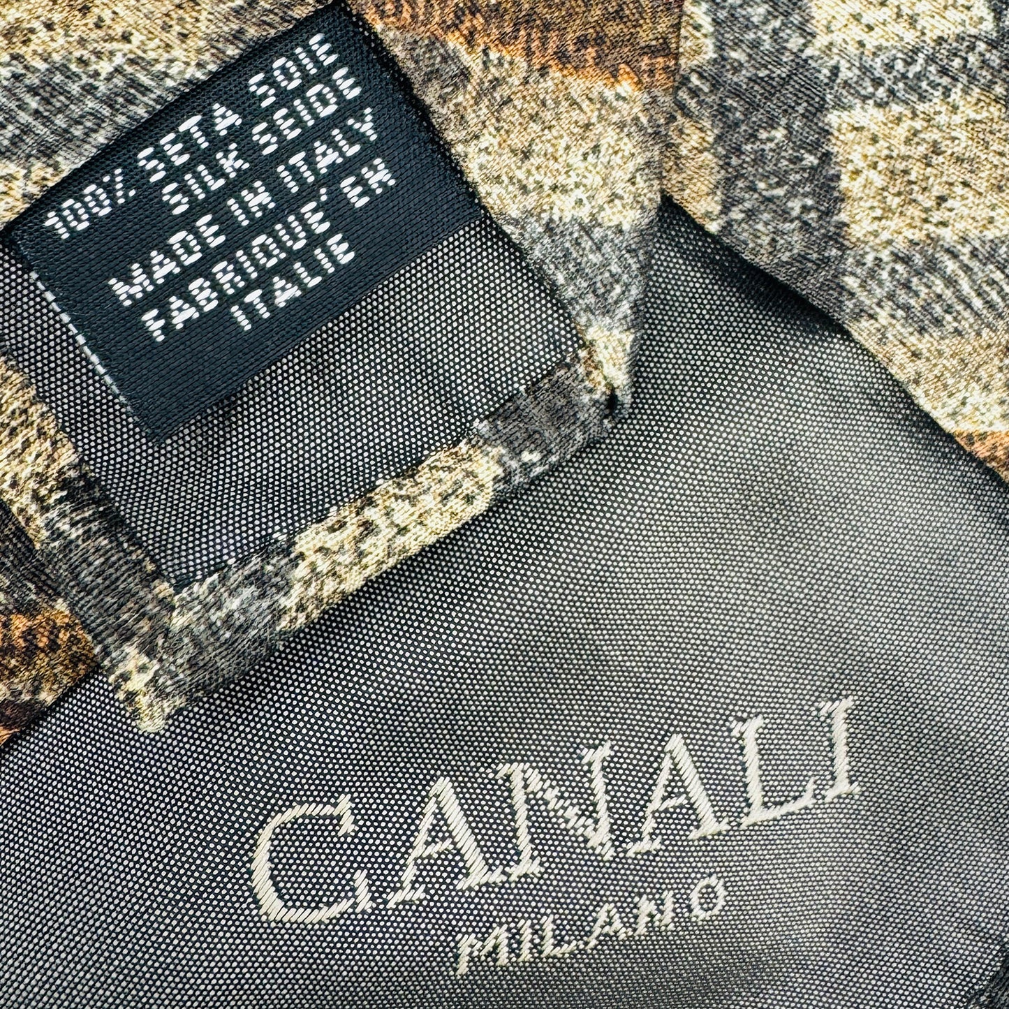 Canali Beige 'Plaid Pattern' Silk Tie (Size Regular)