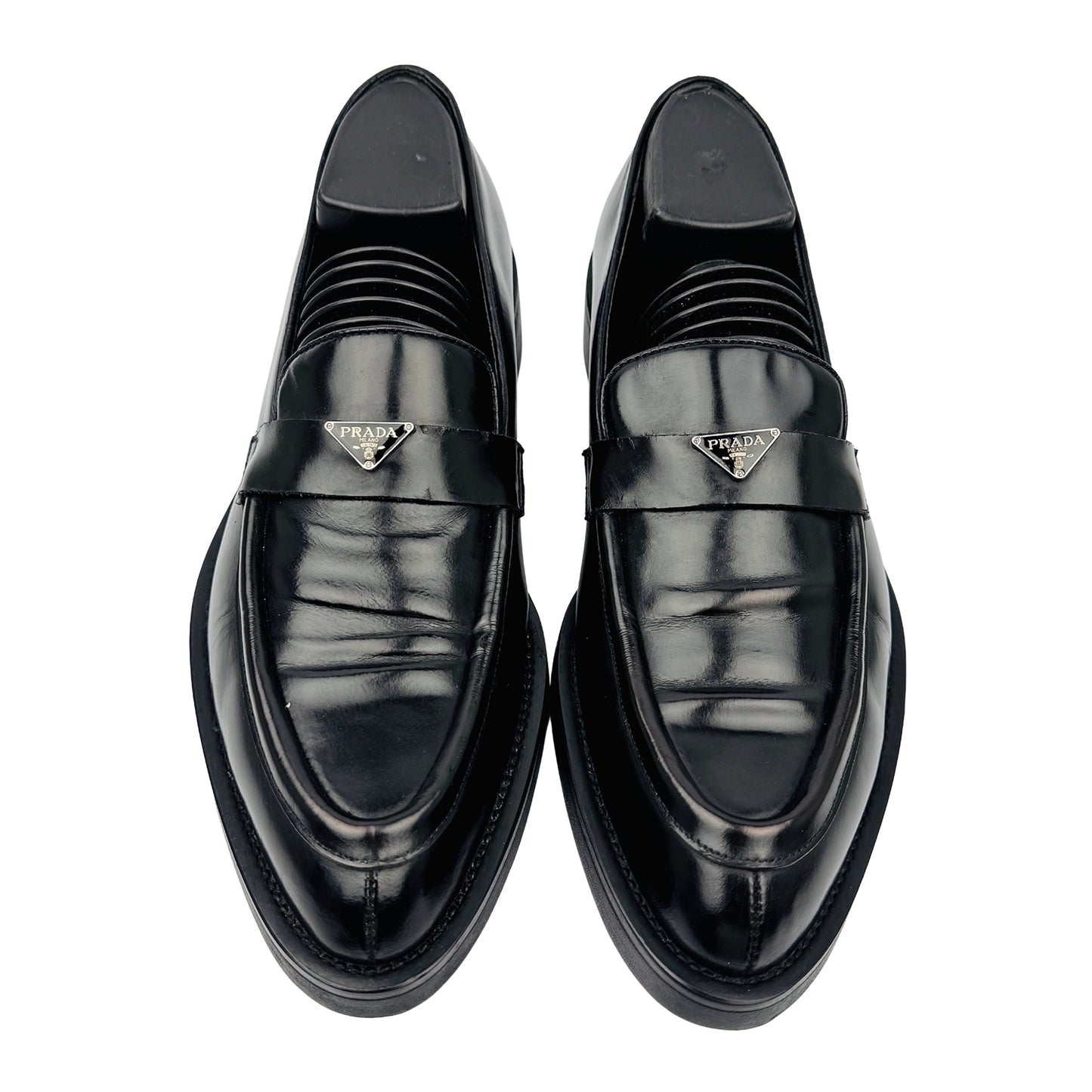 Prada Men's Triangle Logo Leather Loafers (Size 38/39)