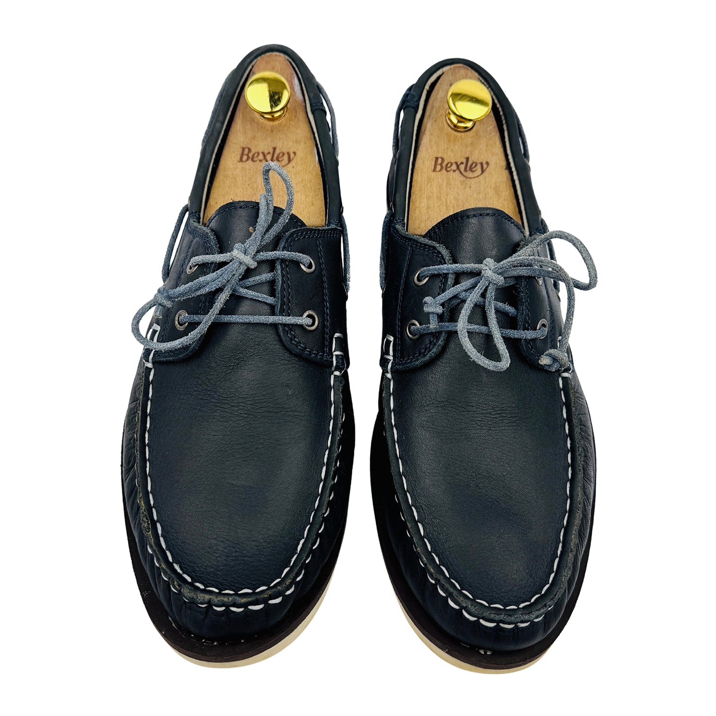 Dune London Men's Navy Blue Leather Boat Shoes (Size 44)
