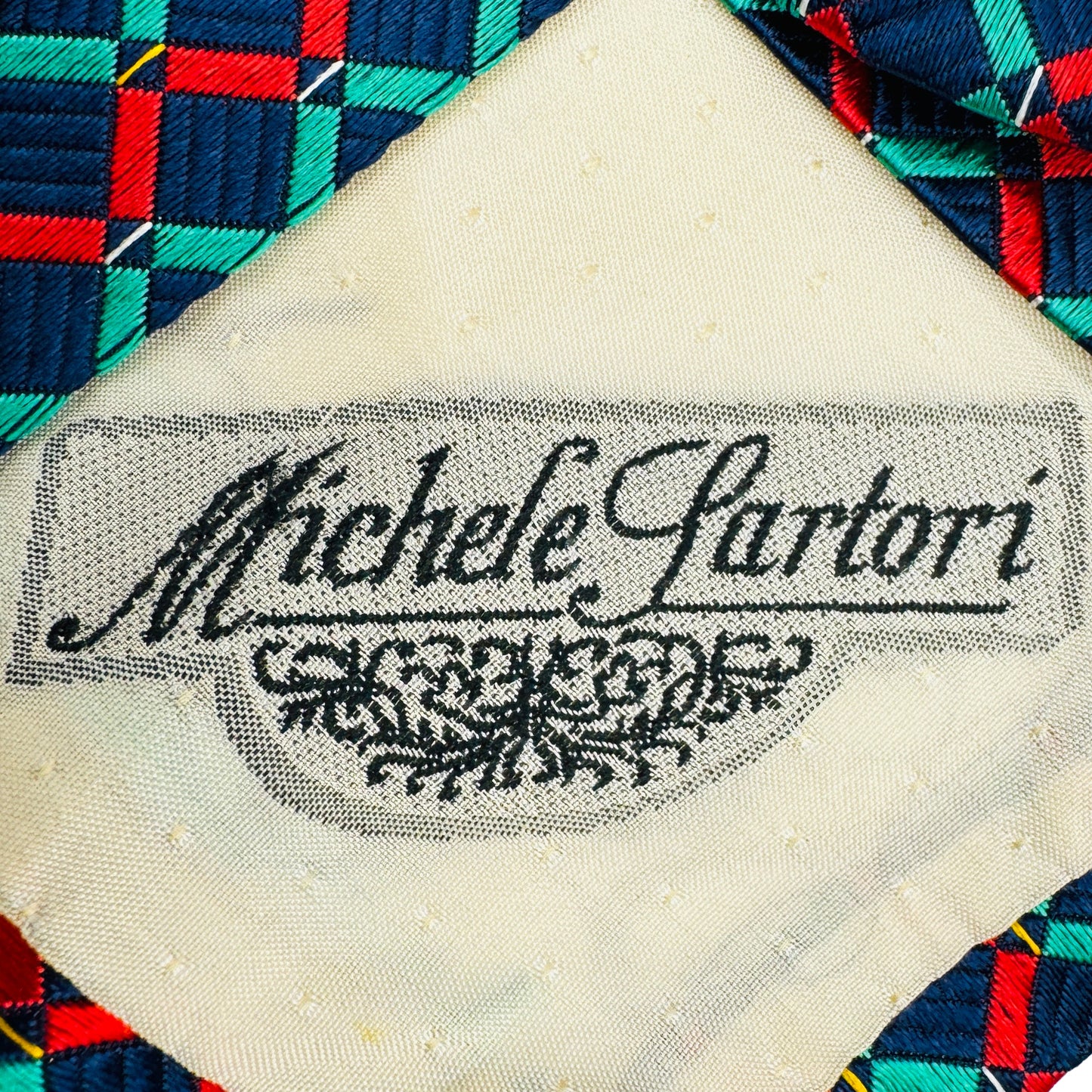 Michele Sartori Navy Blue 'Geometric Accents' Tie (Size Regular)