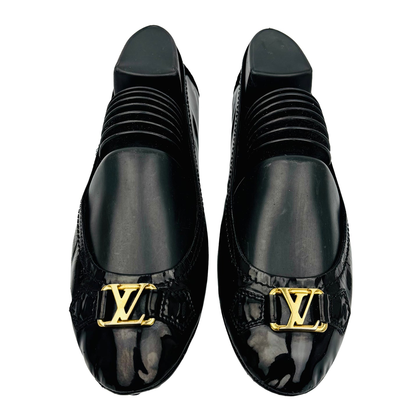 Louis Vuitton Black Patent Leather Flats (Size 39/39.5)