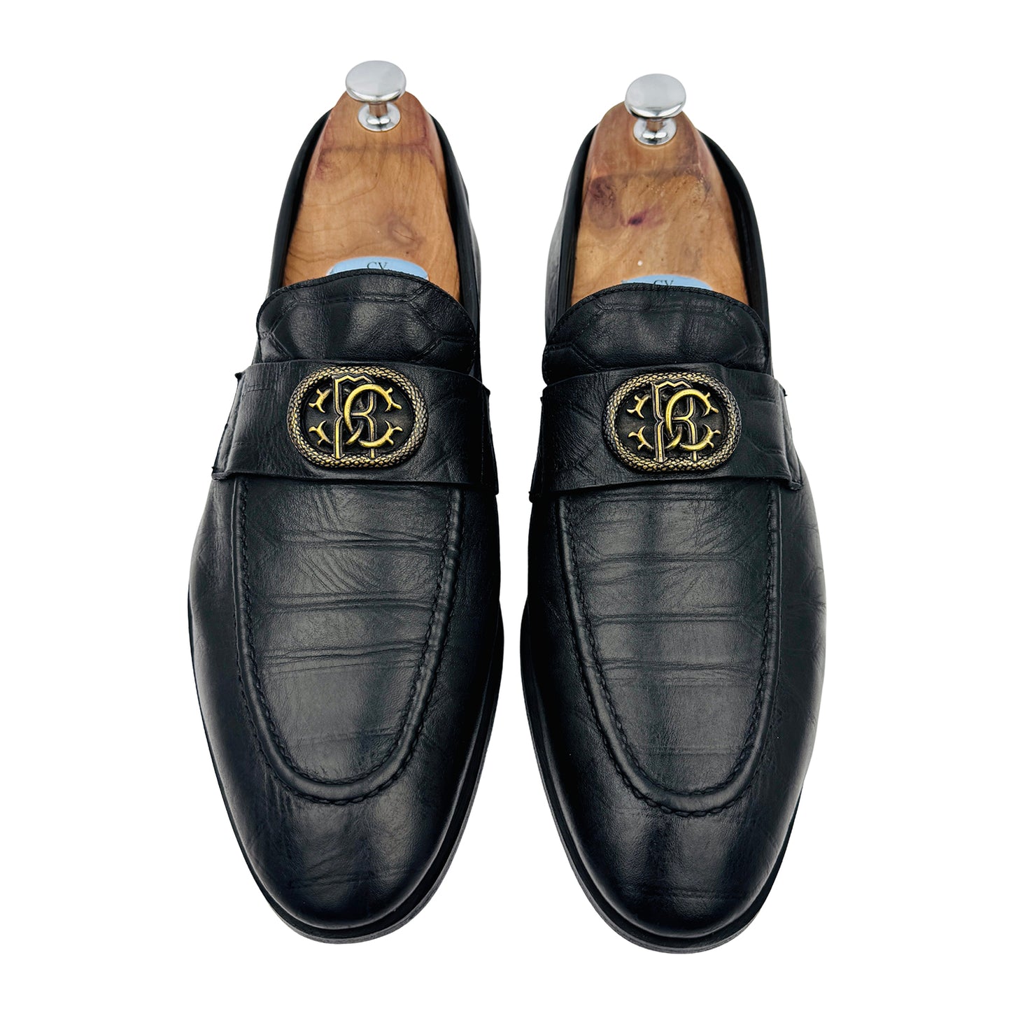 Roberto Cavalli Men's Black Leather Loafers (Size 44)