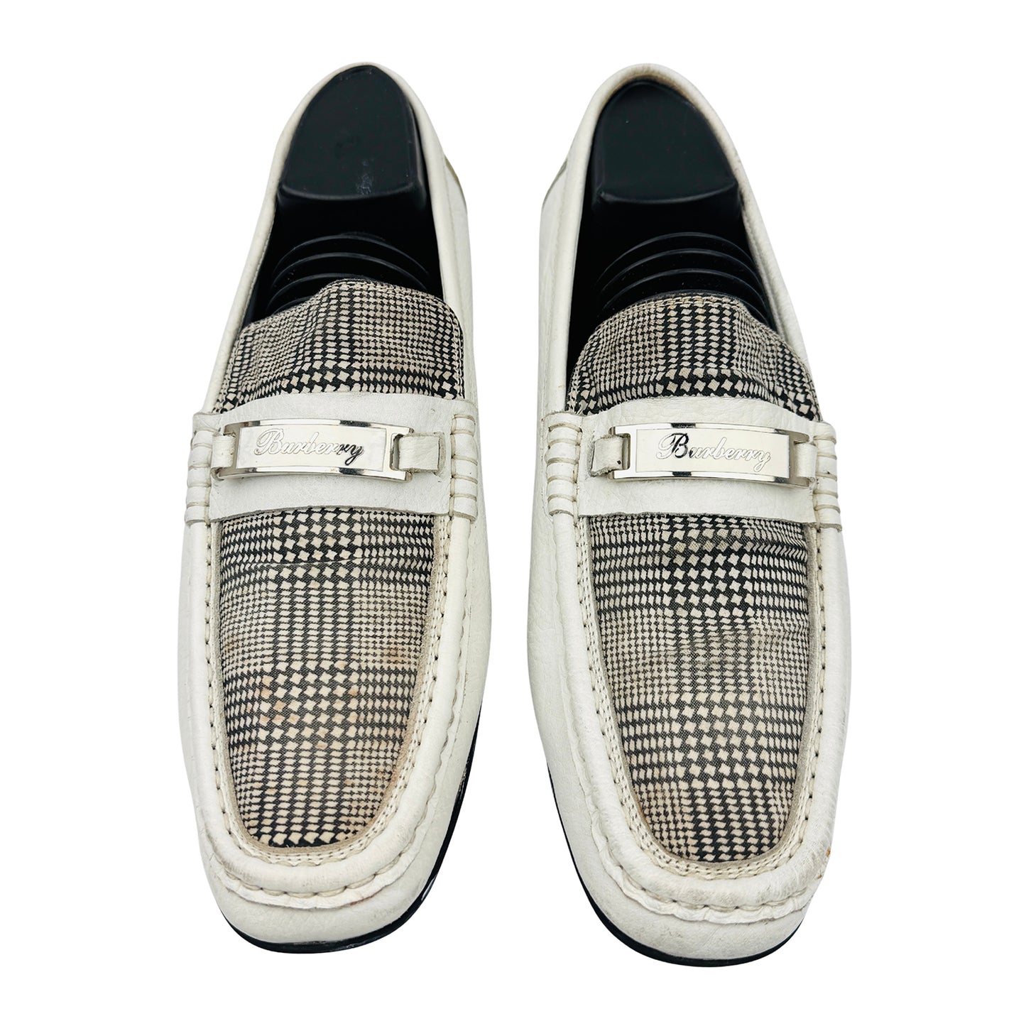 Burberry Men's Check Pattern Leather Loafers (Size 42/42.5)
