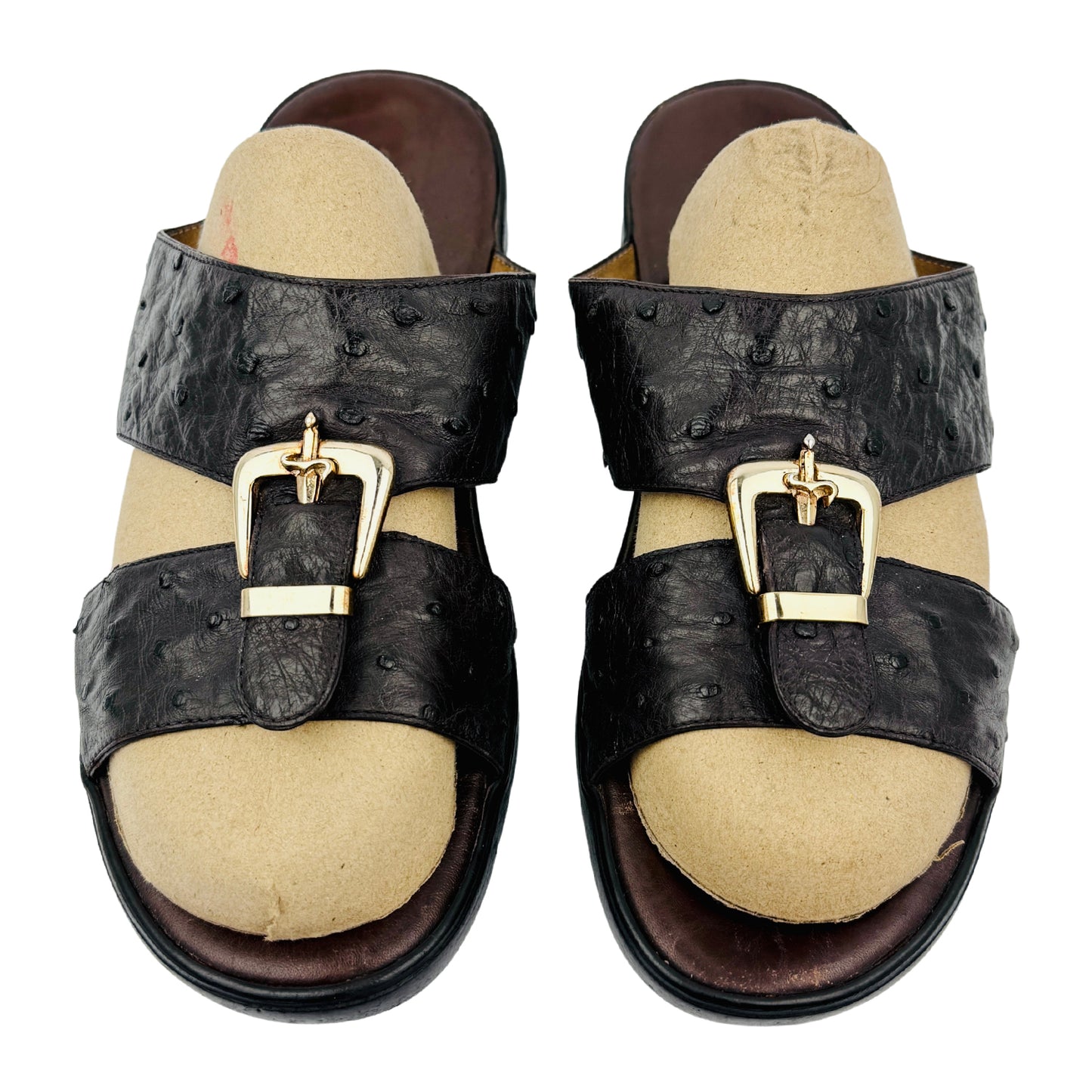 Cesare Paciotti Men's Brown Ostrich Leather Slippers (Size 42/42.5)
