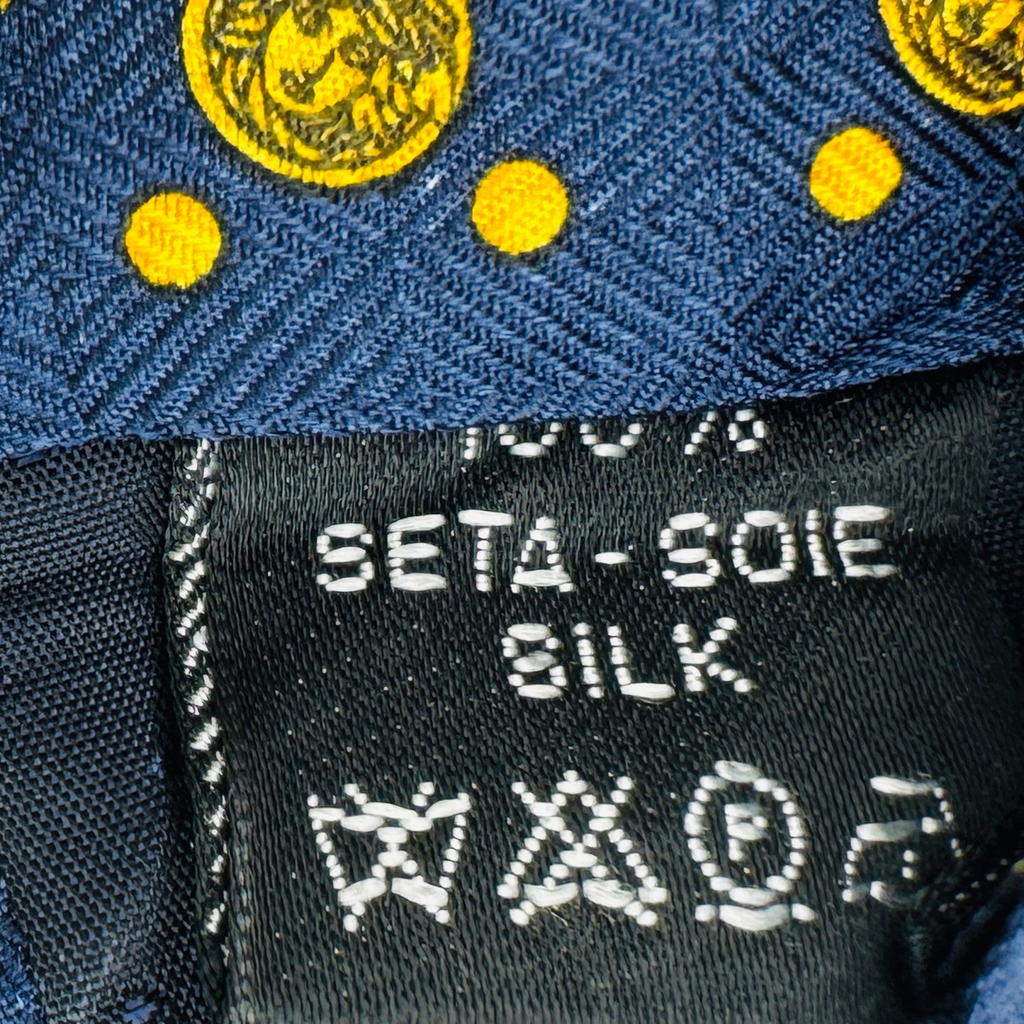 Gianni Versace Navy Blue 'Geometric Pattern' Tie (Size Regular)