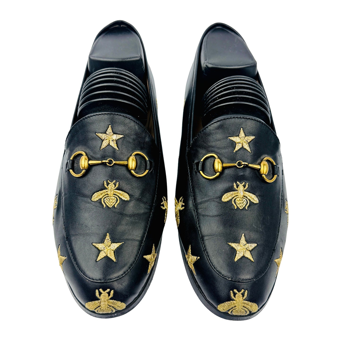 Front image of Gucci Embroidered Star Bee Jordaan Loafers (Size 36/36.5)
