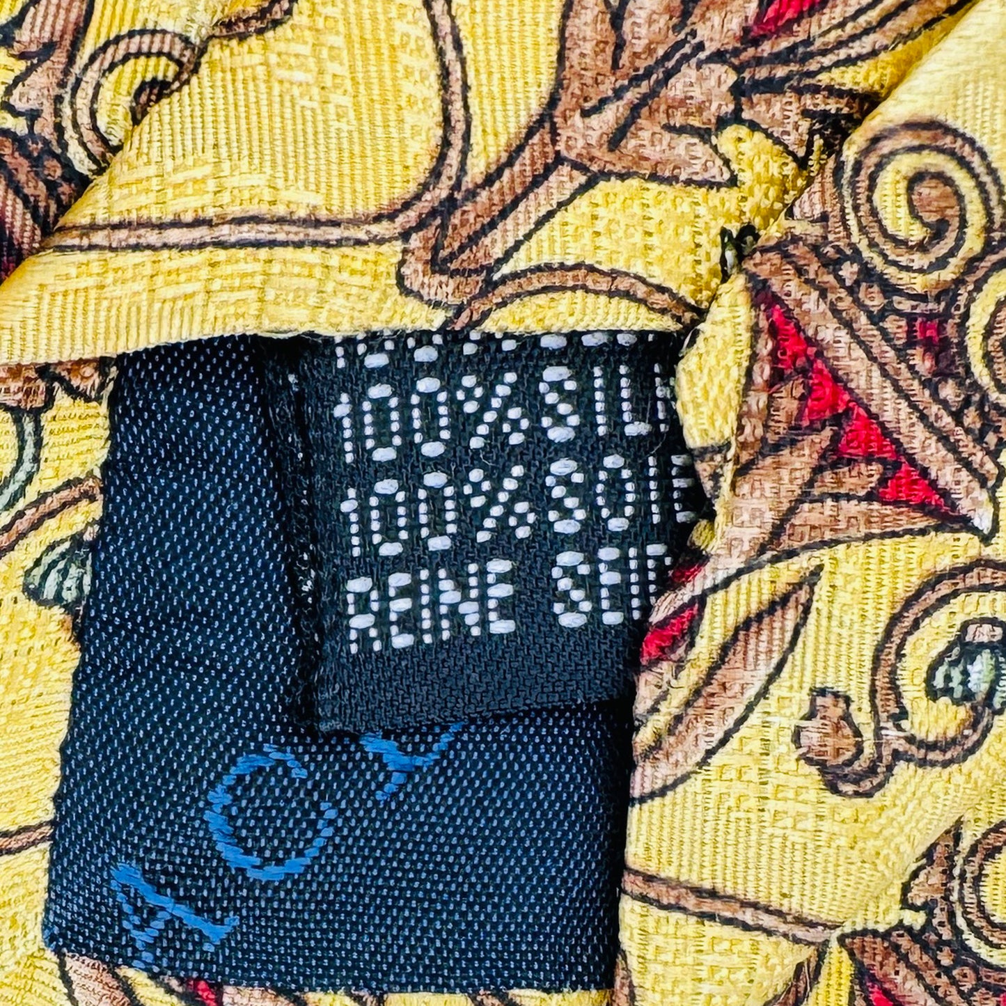 Versace Yellow 'Baroque Scroll Pattern' Silk Tie (Size Regular)