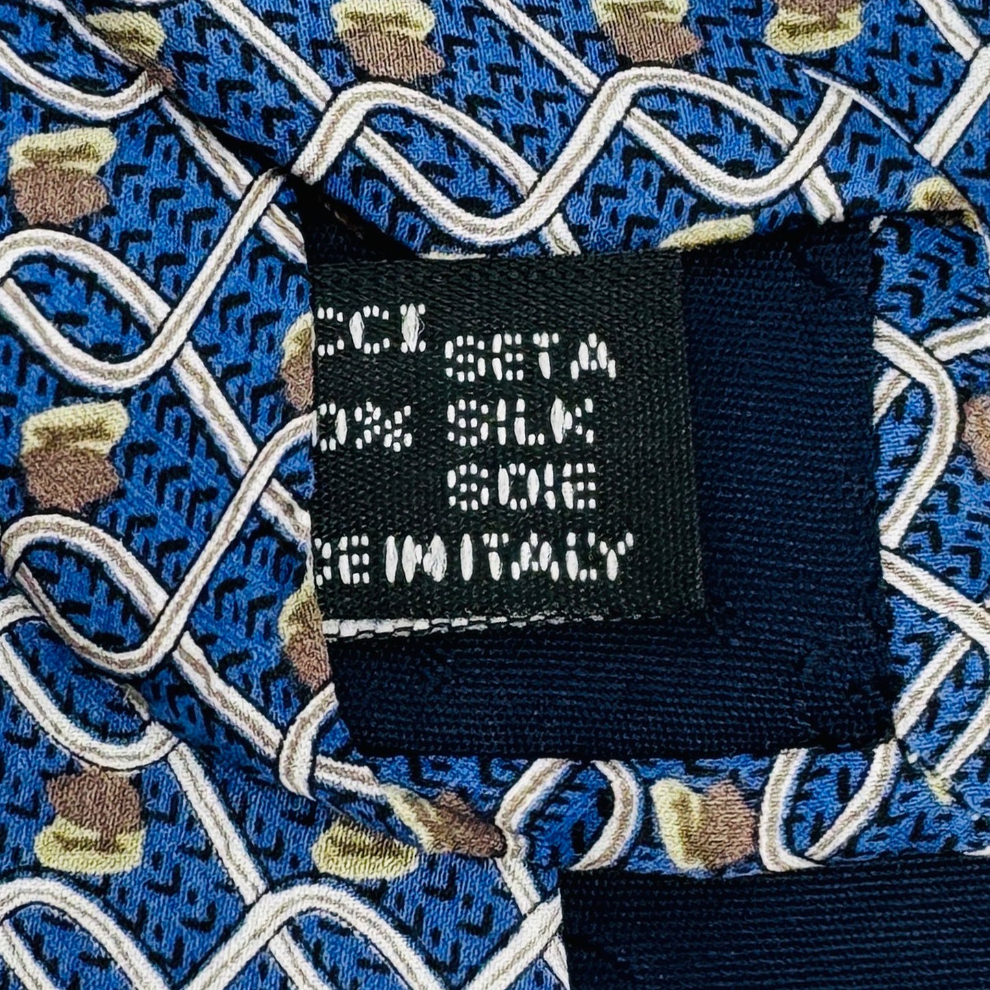 Gucci Blue 'String Pattern' Tie (Size Regular)