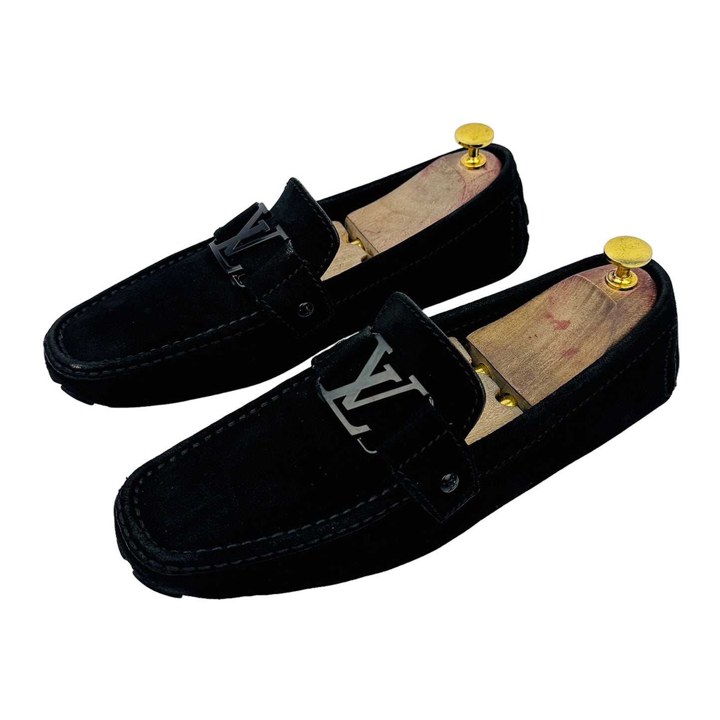 Louis Vuitton Men's Black Buckle Suede Loafers (Size 42/42.5)