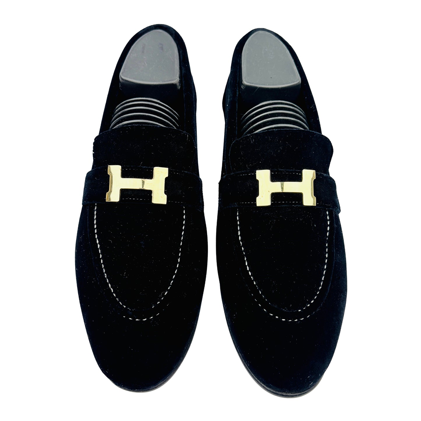 Hermes Men's Permabrass Plated 'H' Detail Loafers (Size 40.5/41)