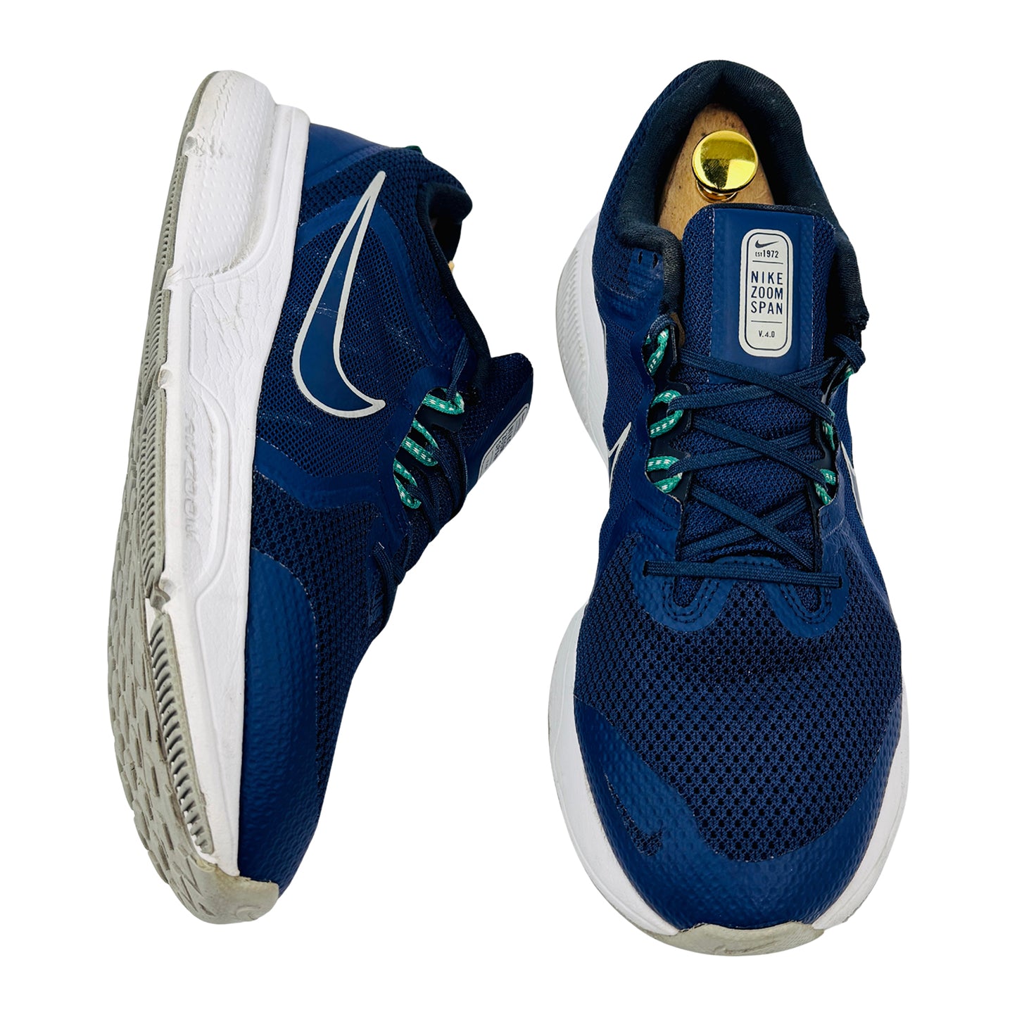 One Front One Cross image of Nike Men's Zoom Span 4 Sneakers (Size 44.5/45) - DC8996-400