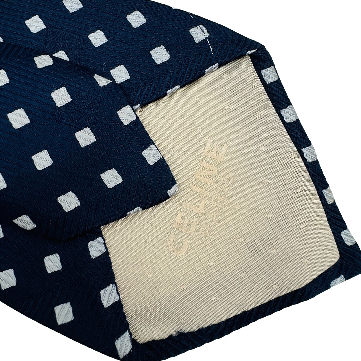 Celine Navy 'Geometric Micro-Check' Tie (Size Regular)