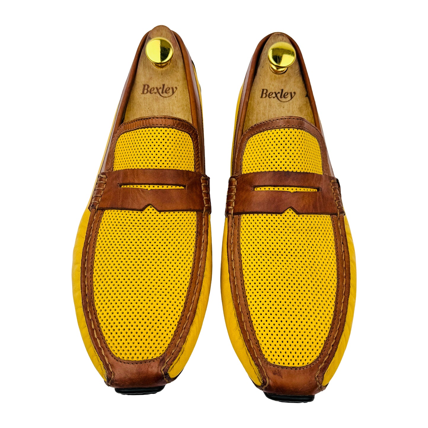 Moreschi Yellow and Brown Dotted Loafers (Size 43/43.5)