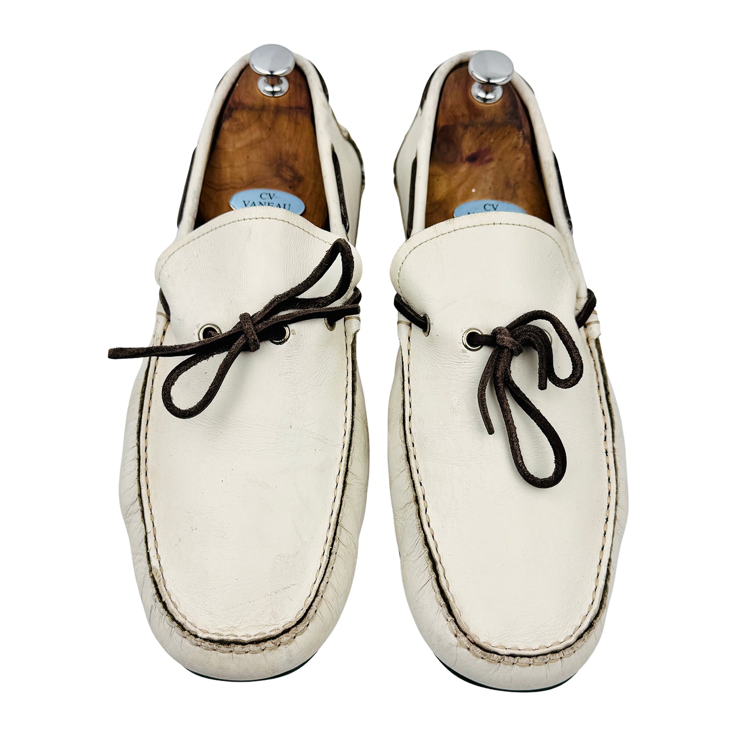Salvatore Ferragamo Men's White Leather Loafers (Size 46/46.5)
