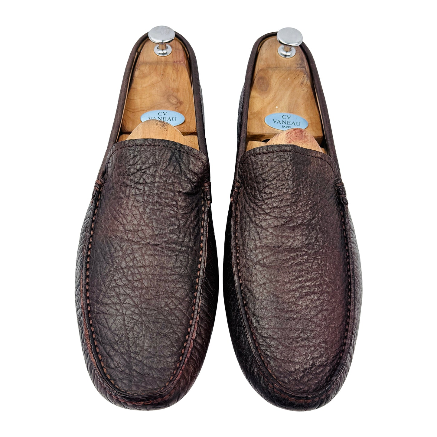 Emporio Armani Men's Grain Leather Brown Moccasins (Size 46.5/47)