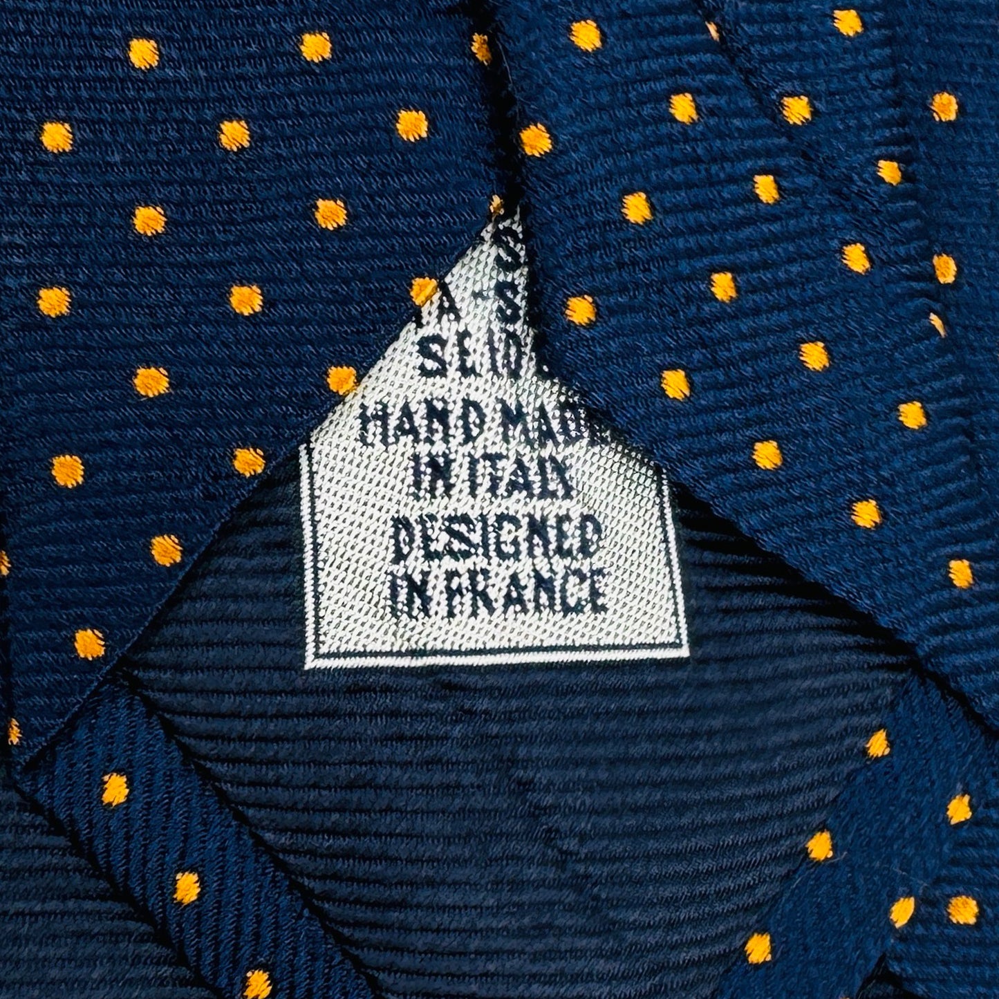 Breuer Navy 'Polka Dots' Silk Tie (Size Regular)