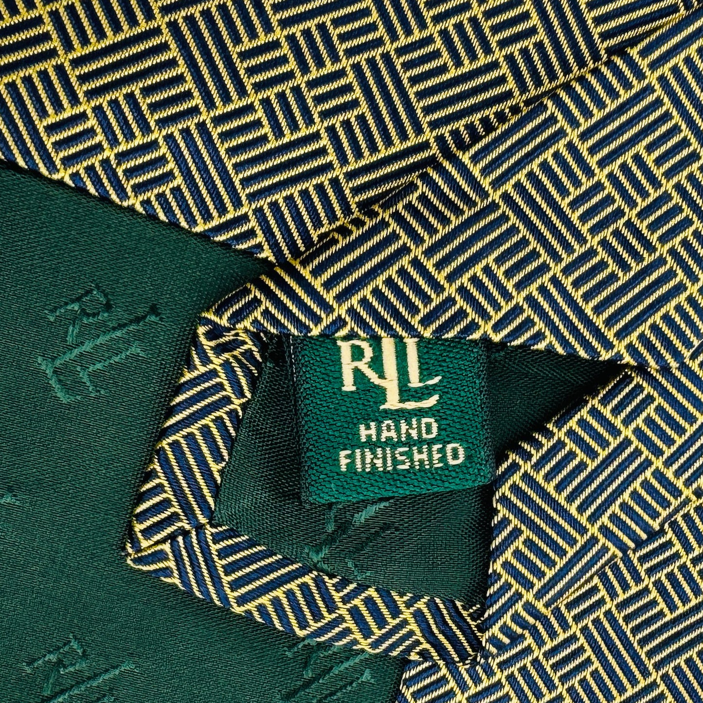 Lauren Ralph Lauren Gold 'Geometric Pattern' Tie (Size Regular)