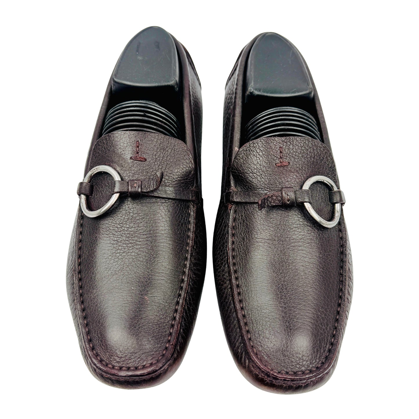 Prada Ring-Bit Brown Leather Loafers (Size 37.5/38) - 1D 0259