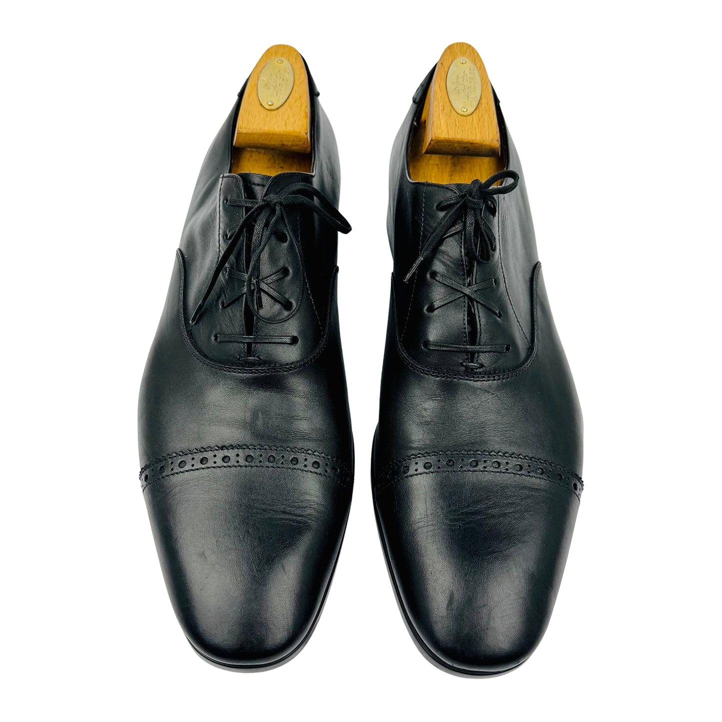 Salvatore Ferragamo Men's Black Cap Toe Oxfords (Size 42.5/43)