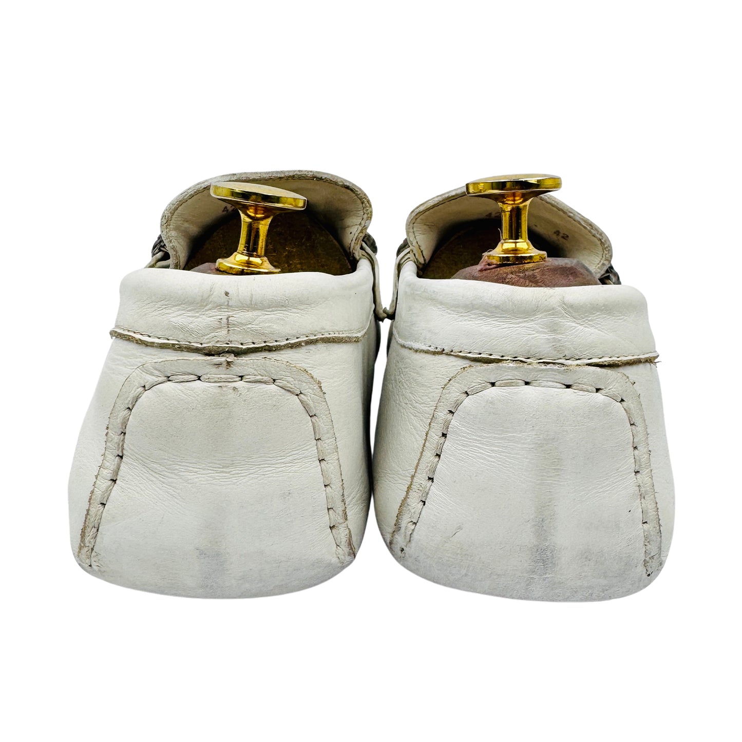 Roberto Cavalli Snake-Bit White Leather Loafers (Size 42.5)