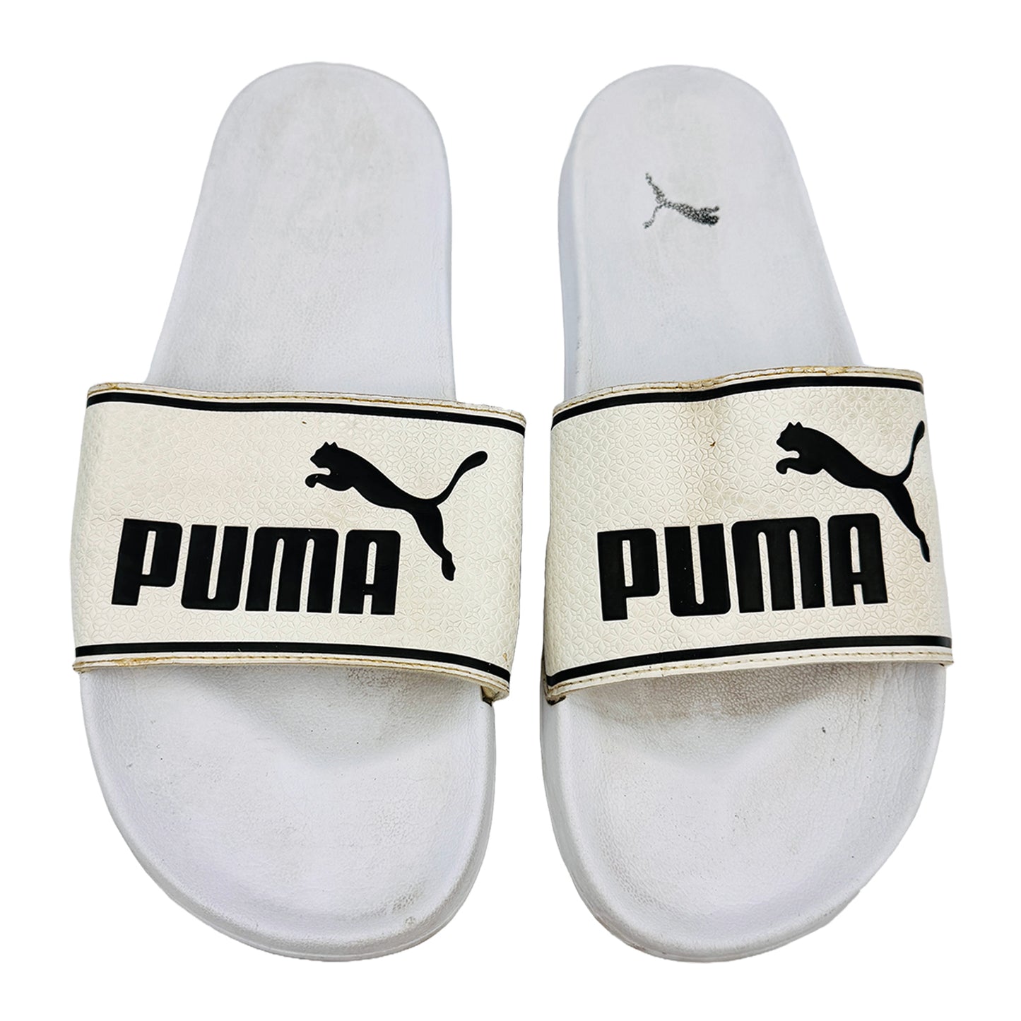 Front image of Puma Leadcat FTR White Slides (Size 43)