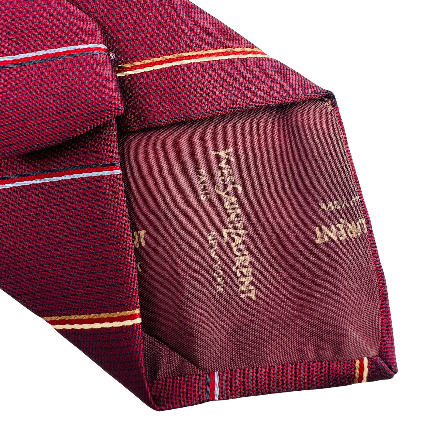 Yves Saint Laurent 'Blue Gold Navy Diagonal Stripes' Tie (Size Regular)