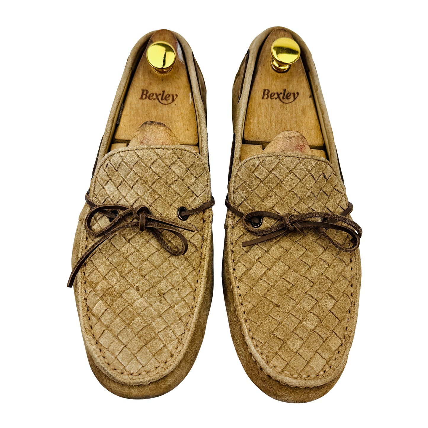 Bottega Veneta Men's Intrecciato Beige Suede Loafers (Size 42)