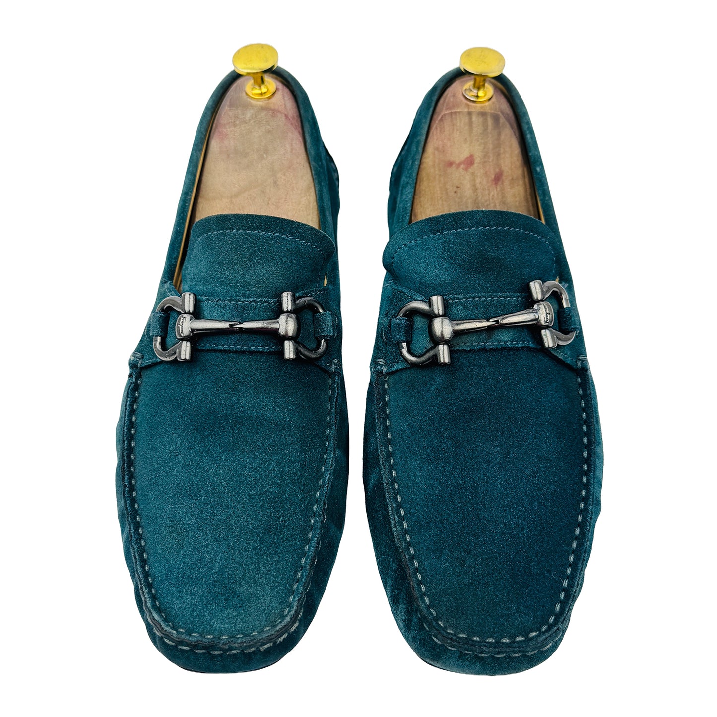 Salvatore Ferragamo Men's Gancini Suede Blue Loafers (Size 42.5/43)