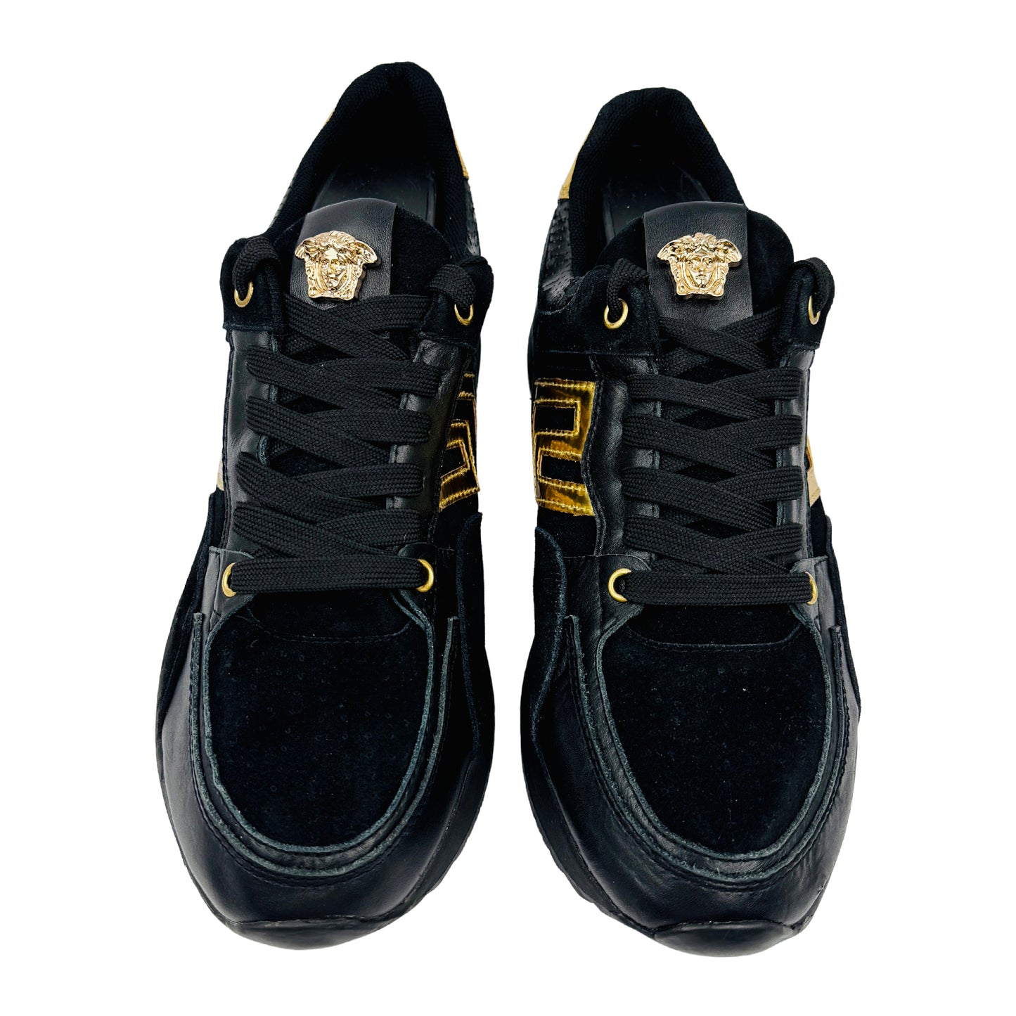 Versace Men's Greek Key Black Running Sneakers (Size 42.5)
