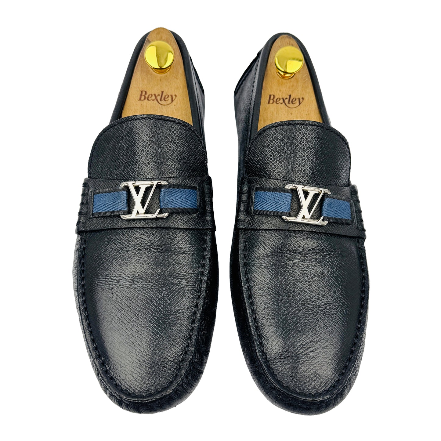 Front image of Louis Vuitton Men's Hockenheim Black Leather Loafers (Size 43/43.5)
