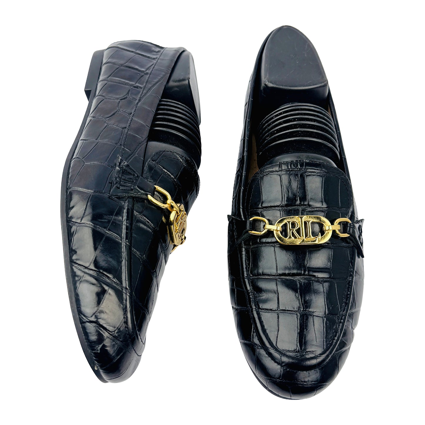One Front One Cross image of Ralph Lauren Crocodile Averi Loafers (Size 39) - 802824660001