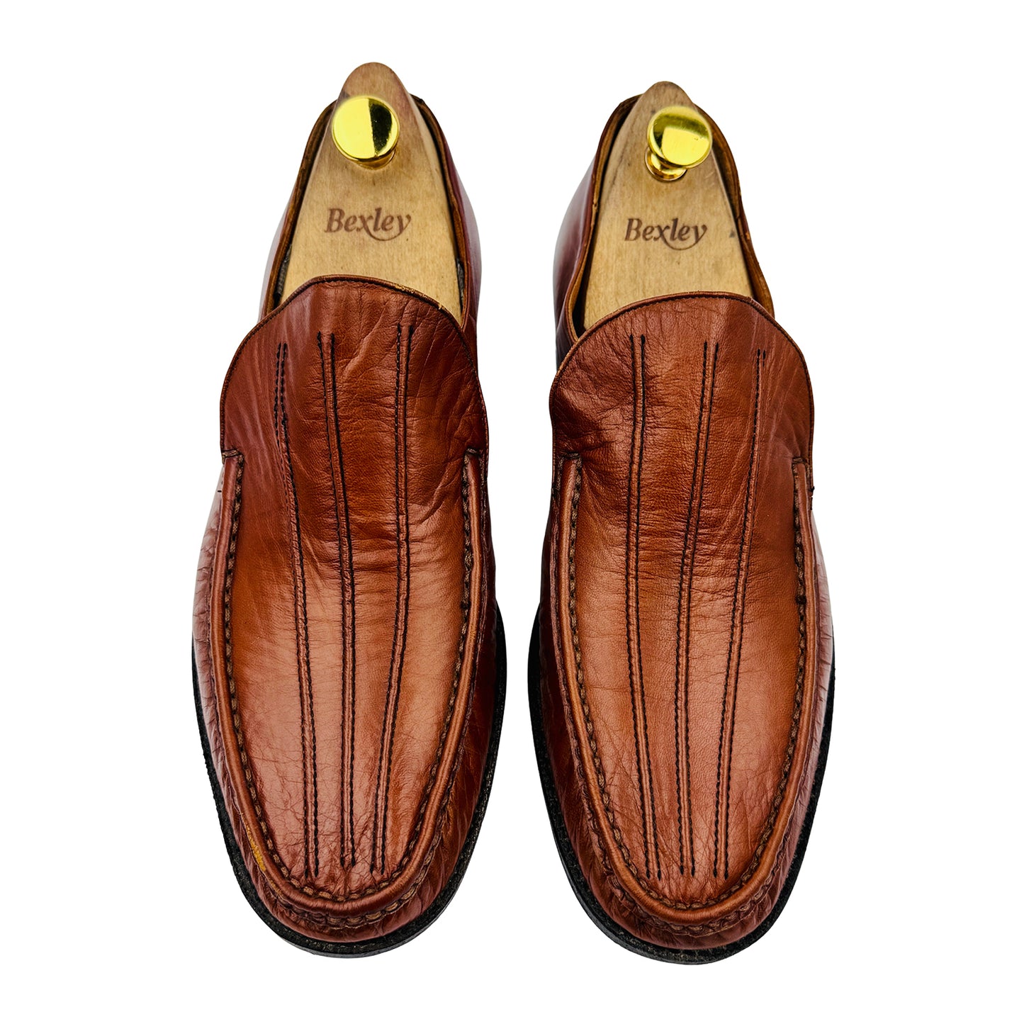 Karandonis Men's Brown Leather Vintage Loafers (Size 43/43.5)