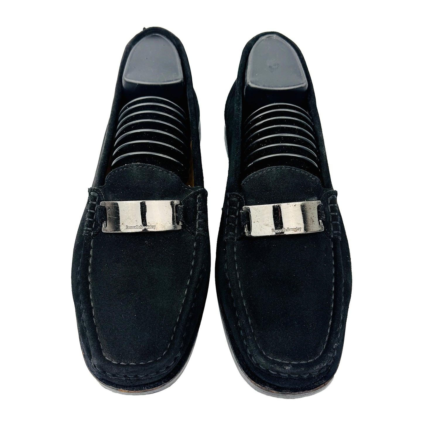 Russell & Bromley Buckle Black Suede Loafers (Size 41/41.5)