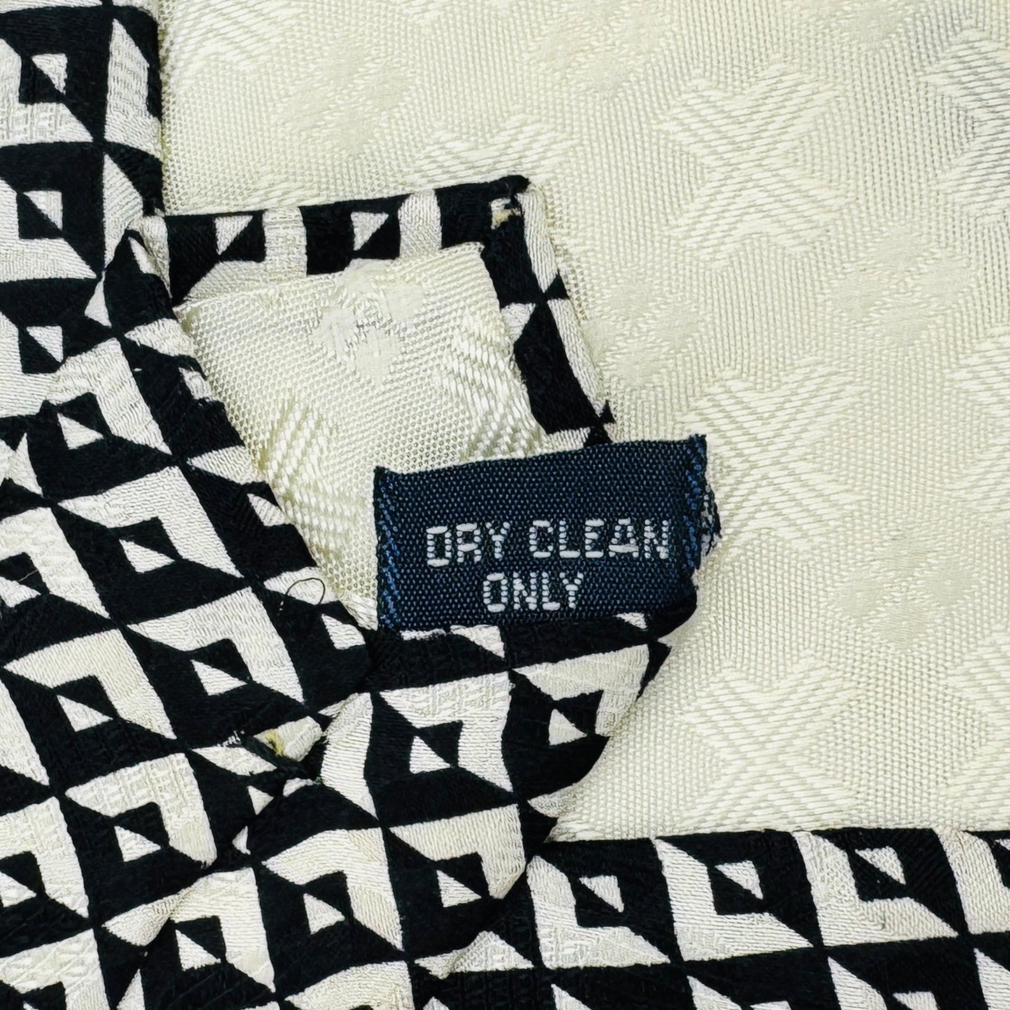 Bozton Black & Cream 'Geometric Pattern' Tie (Size Regular)