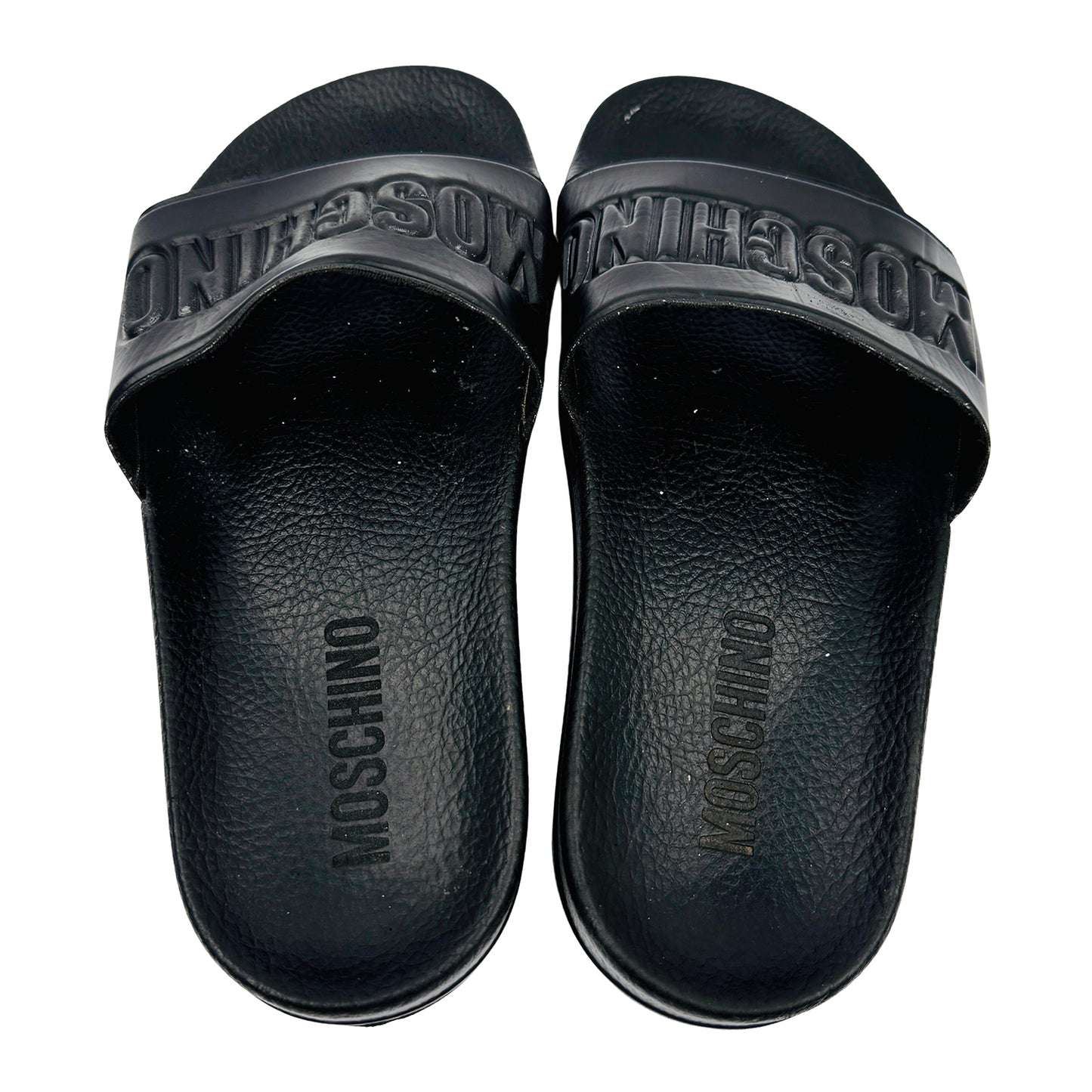 Moschino Black Logo Pool Slides (Size 37/37.5)