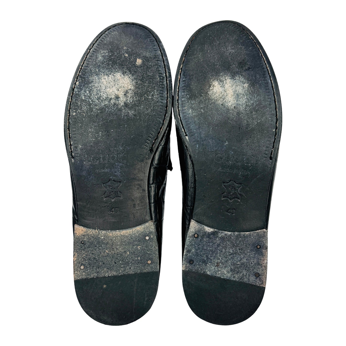 Gucci Men's Leather Croc-Embossed Horsebit Loafers (Size 40/40.5)