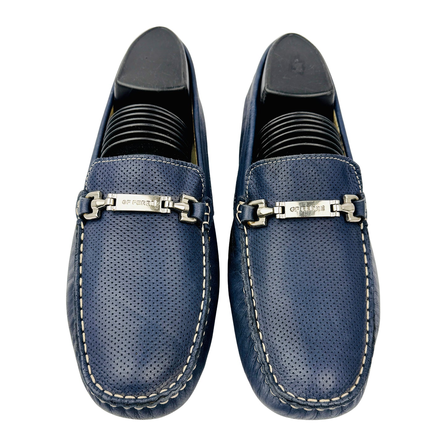 Front image of Gianfranco Ferre Men's Blue Moccasins (Size 39/39.5)