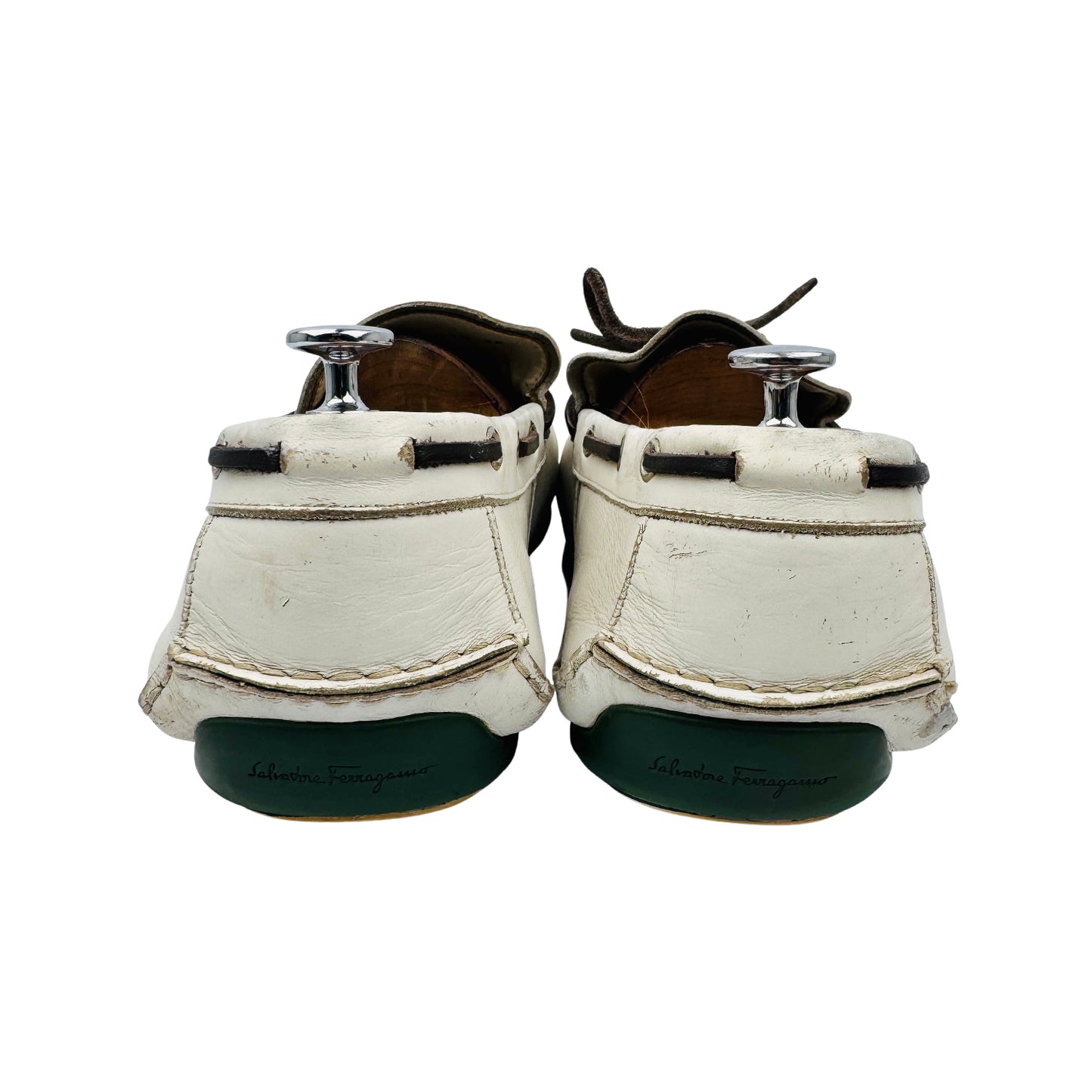 Salvatore Ferragamo Men's White Leather Loafers (Size 46/46.5)