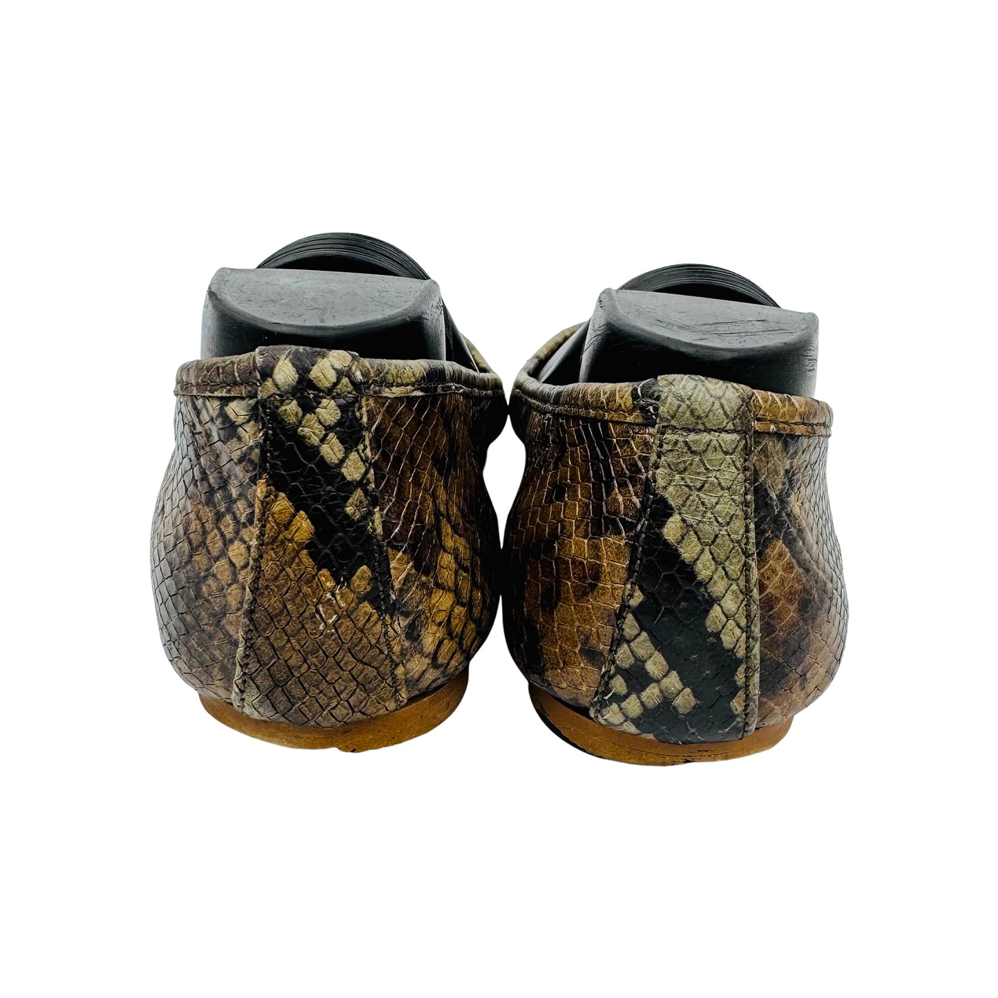 Massimo Dutti Snake Print Leather Flats (Size 40)