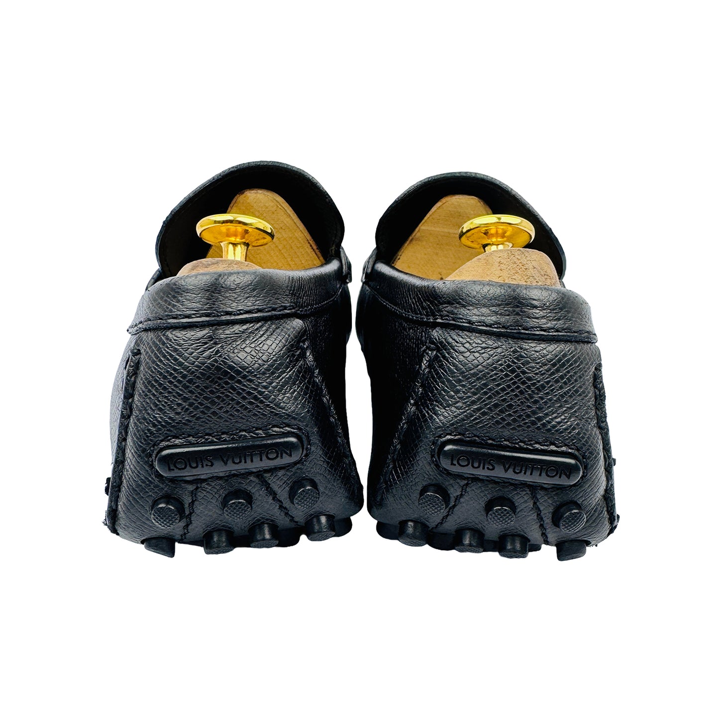 Back Side image of Louis Vuitton Men's Hockenheim Black Leather Loafers (Size 43/43.5)