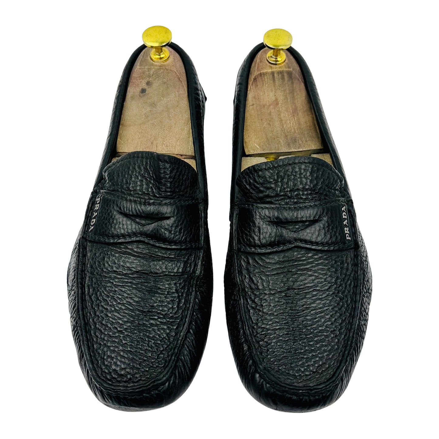 Prada Men's Black Pebbled Leather Driving Loafer (Size 41.5)