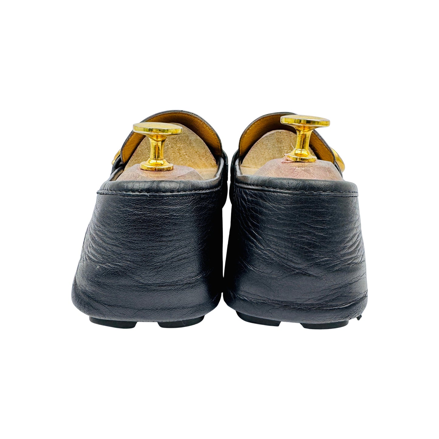 Gucci Black Leather GG Marmont Web Driver Loafers (Size 43)