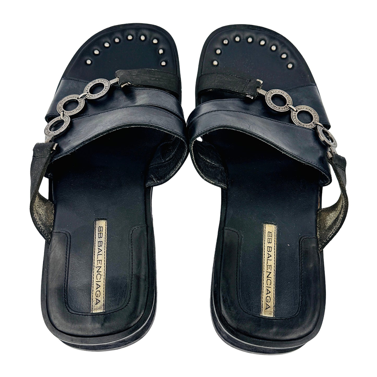Balenciaga Cagole Black Leather Slides (Size 40)