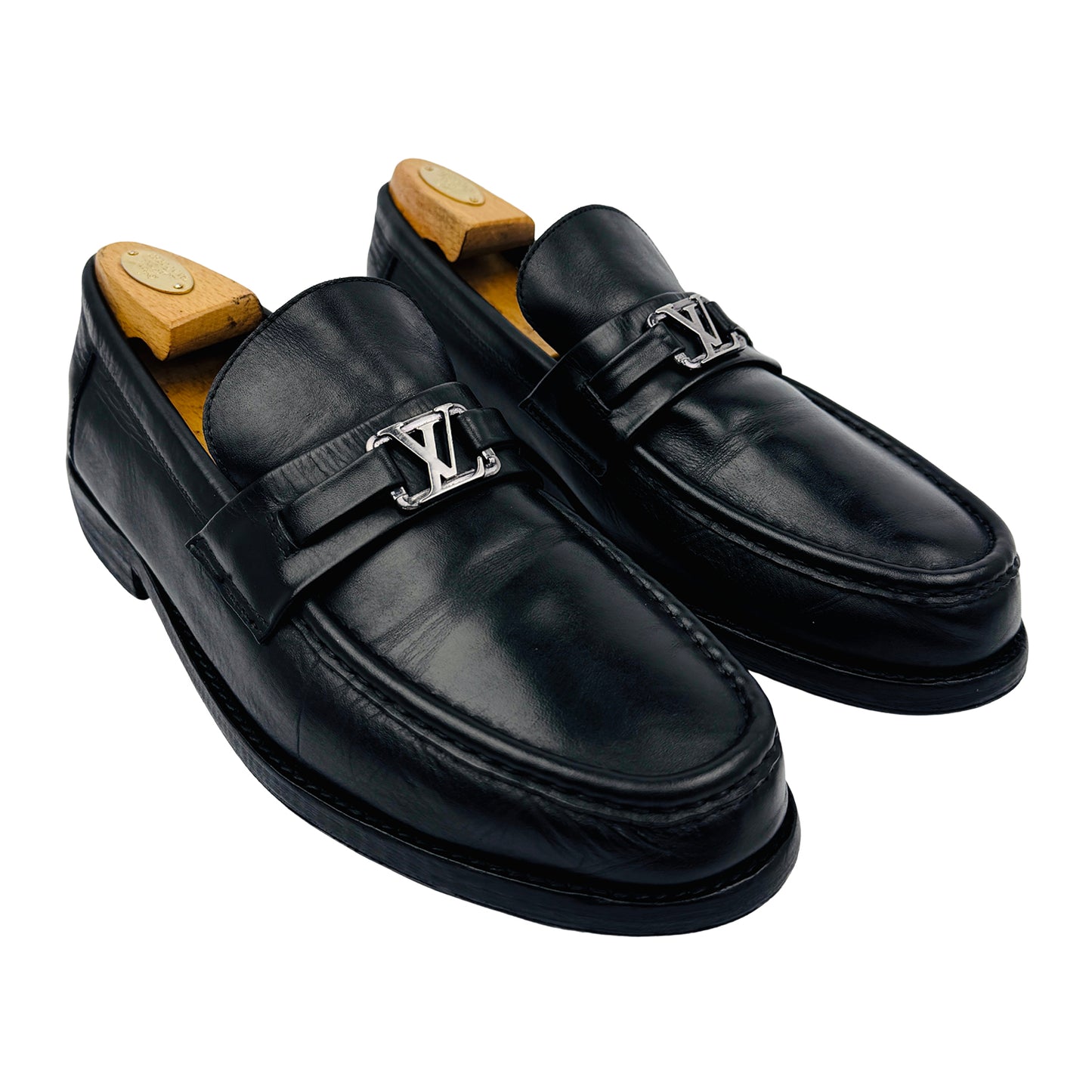 Louis Vuitton Men's Black Leather Major Loafers (Size 44/44.5)