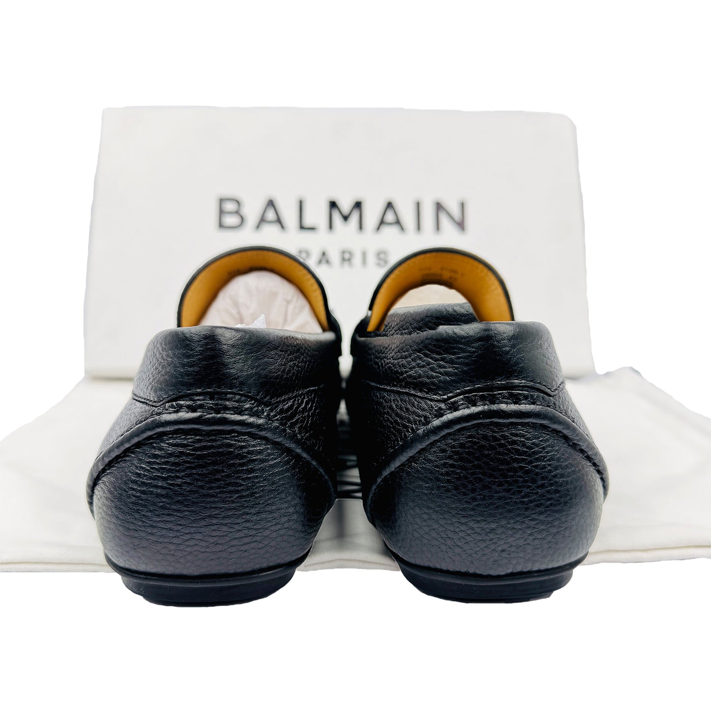 Balmain Paris Men's Black Grain Leather Loafers (Size 43/43.5)