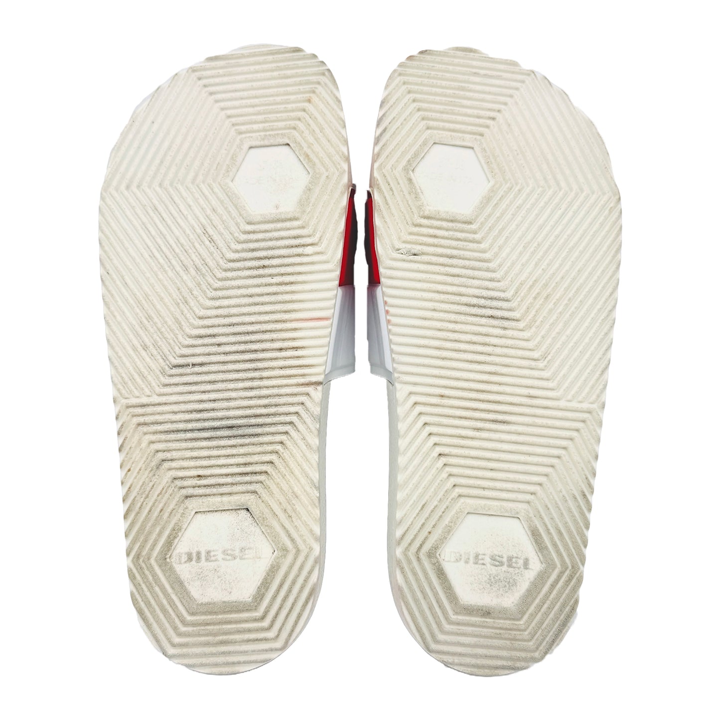 Outsole image of Diesel Women's Red Icon White Slides (Size 37/38)